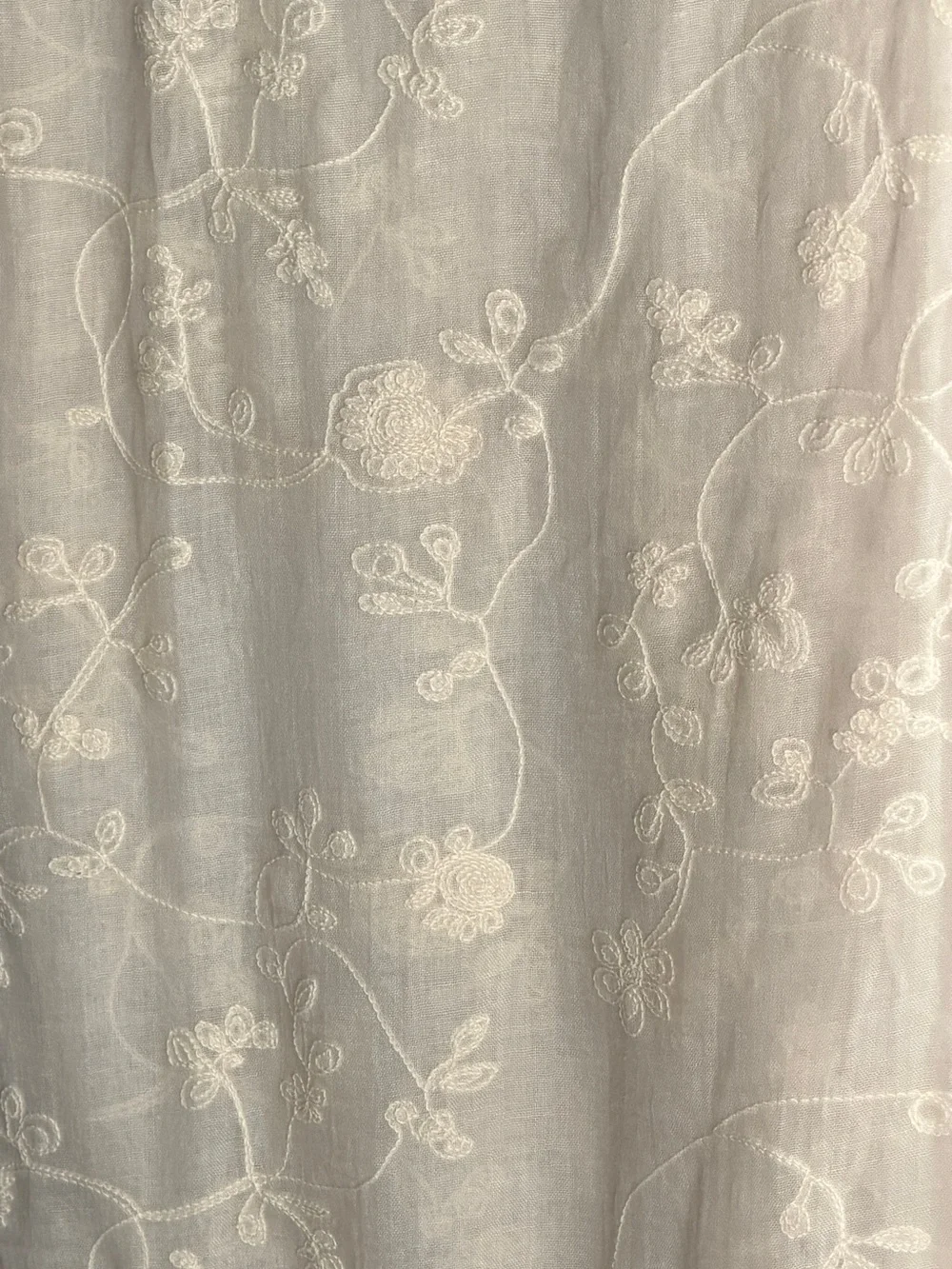 indigo soul Cream Embroidered Fringe Scarf Wrap
